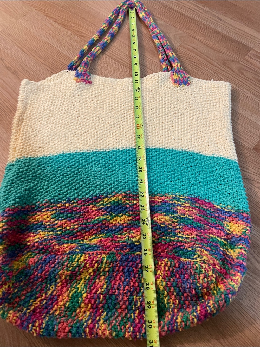 Handwoven Multicolor & Cream Tote boho style Bag - Picture 6 of 8